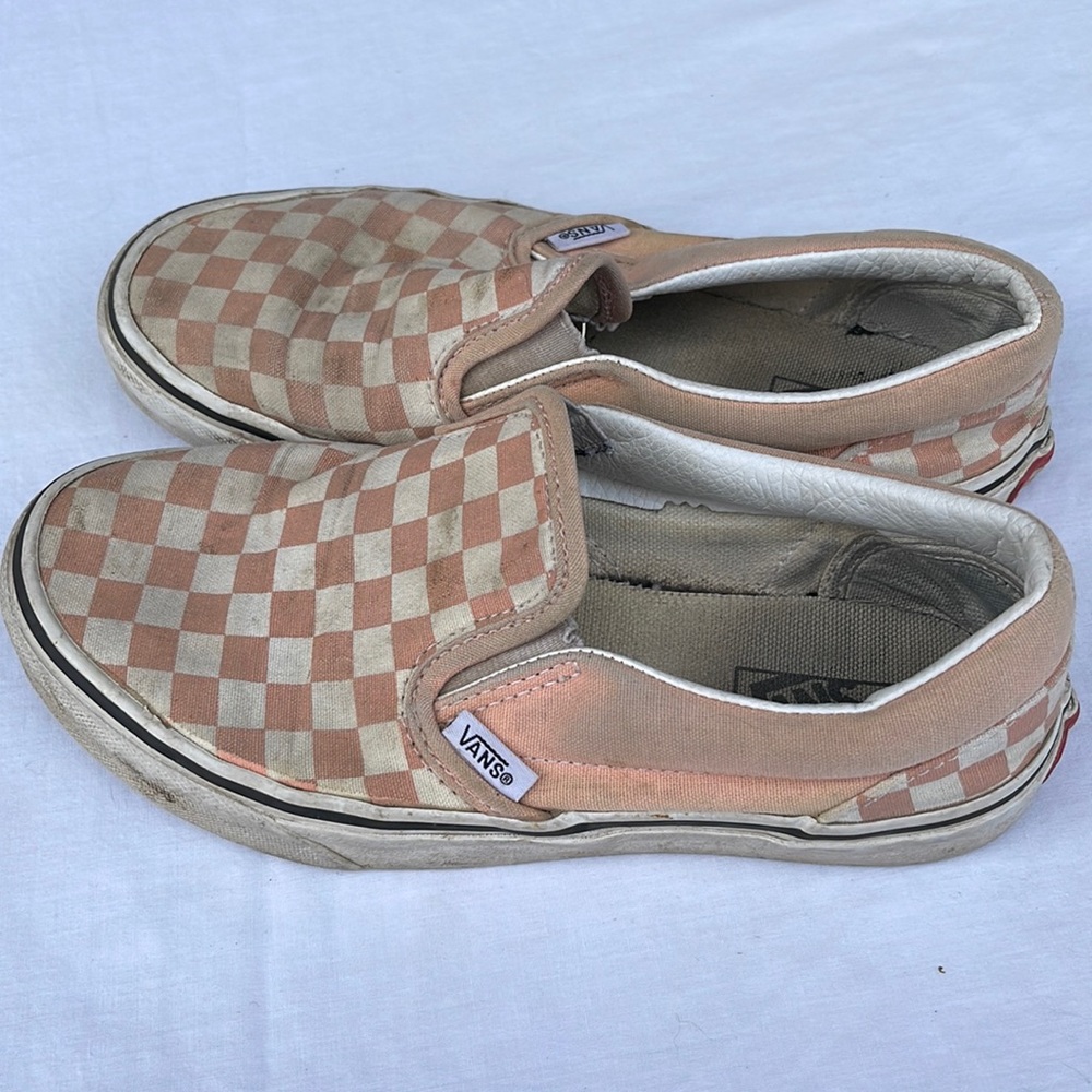 Girls pink and white checkered vans